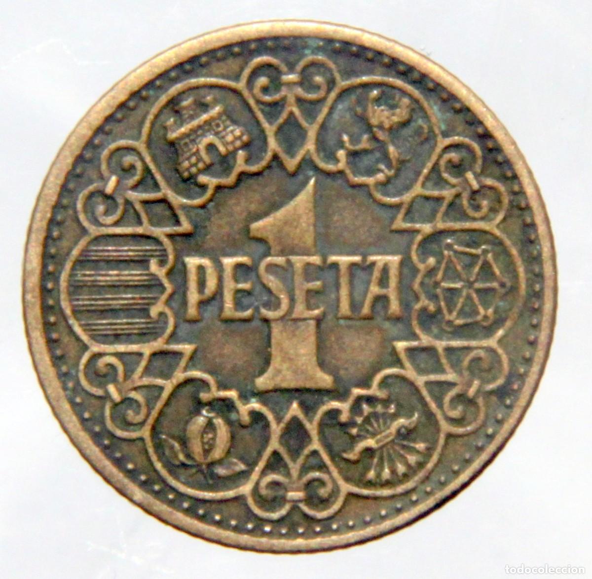 Moedas Franco: V037 ESPA&Ntilde;A MONEDA FRANCO 1 PESETA 1944 EBC