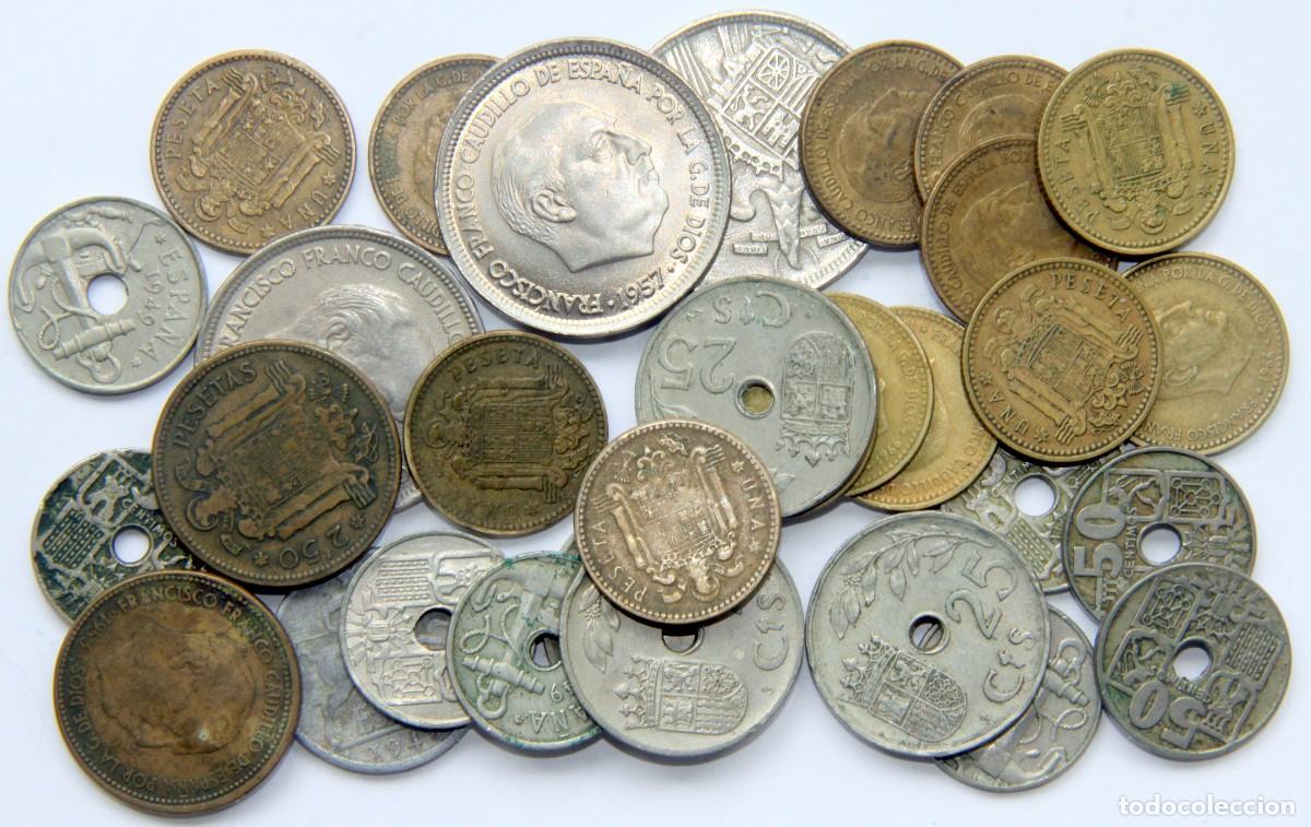 Franco Coins: V042 ESPA&Ntilde;A FRANCO LOTE 31 MONEDAS VARIAS - 120 gr