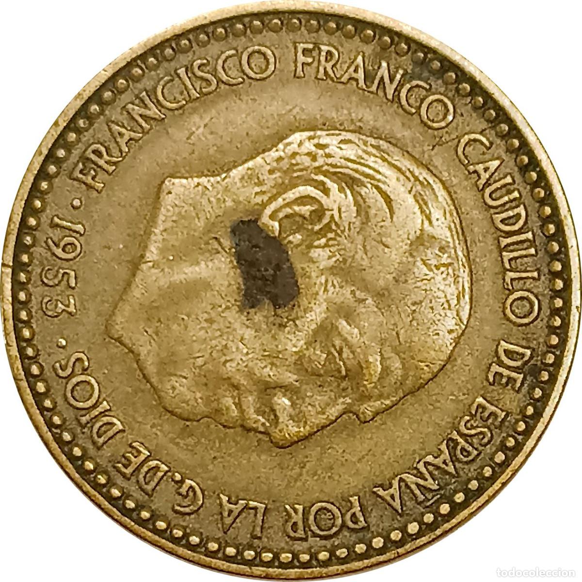 Monedas Franco: &Omega; Espa&ntilde;a. 1 peseta de 1953 *61. (Franco). KM# 775 (550).