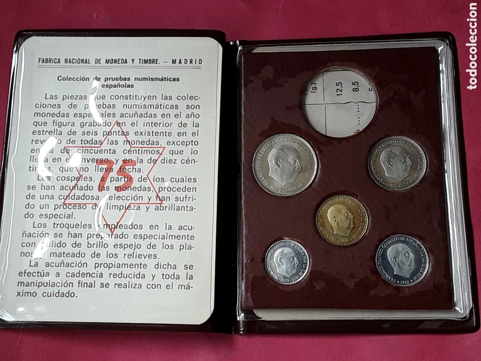 Monedas Franco: CARTERA PRUEBA NUMISM&Aacute;TICA FNMT 1975. INCOMPLETA.PROOF