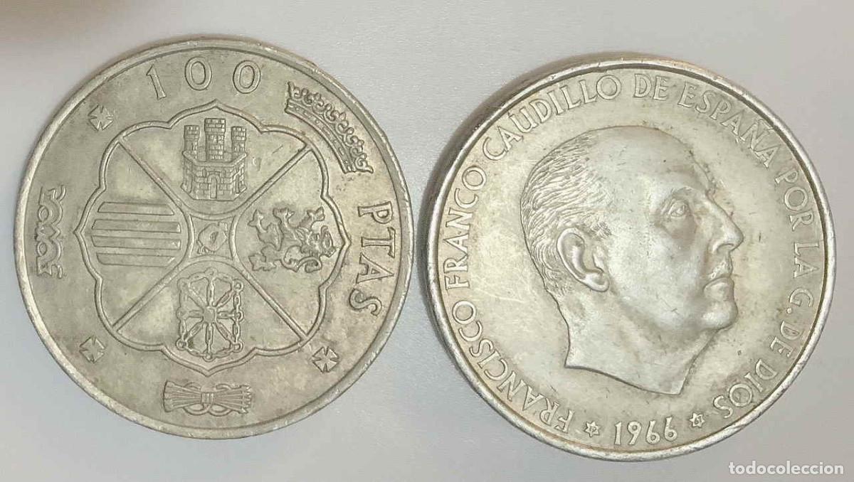Moedas Franco: Lote 2 Monedas 100 Ptas Plata Franco 1966 (66, 67)