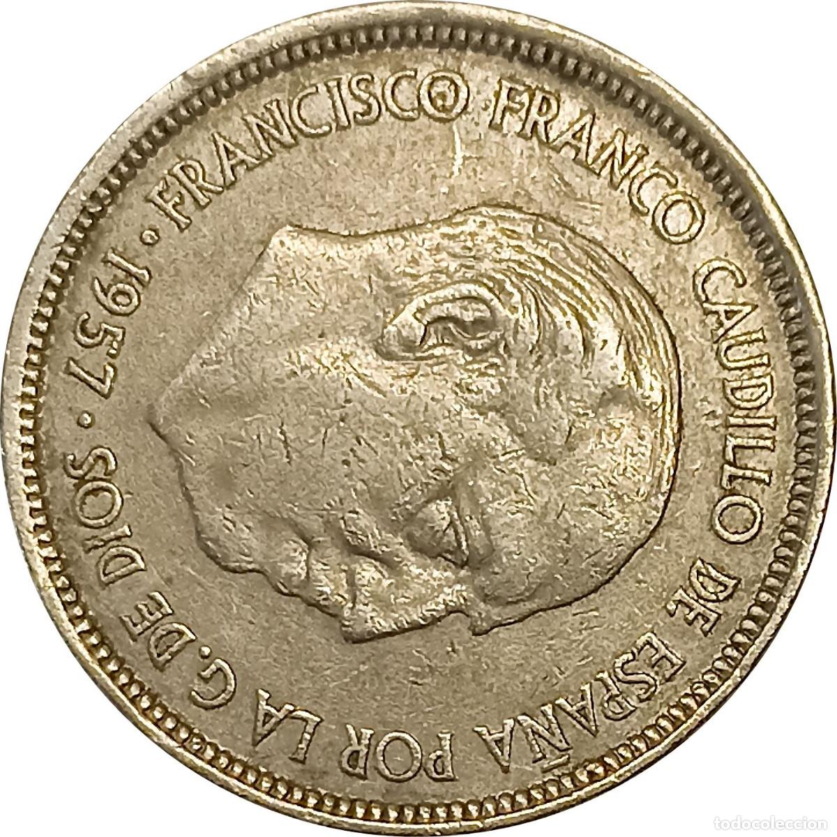 Monedas Franco: Espa&ntilde;a. 5 pesetas de 1957 *73, (Dictadura de Franco). KM# 786. (120)