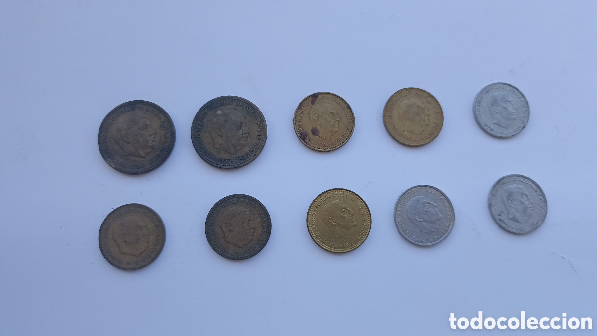 Monete Franco: Lote 10 monedas distinto valor estado espa&ntilde;ol