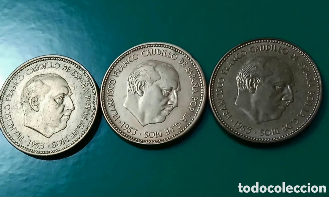 Monedas Franco: 3 MONEDAS S/C DE 2.50 PTS 1953*54-56-71 AUTENTICAS DE FNMT