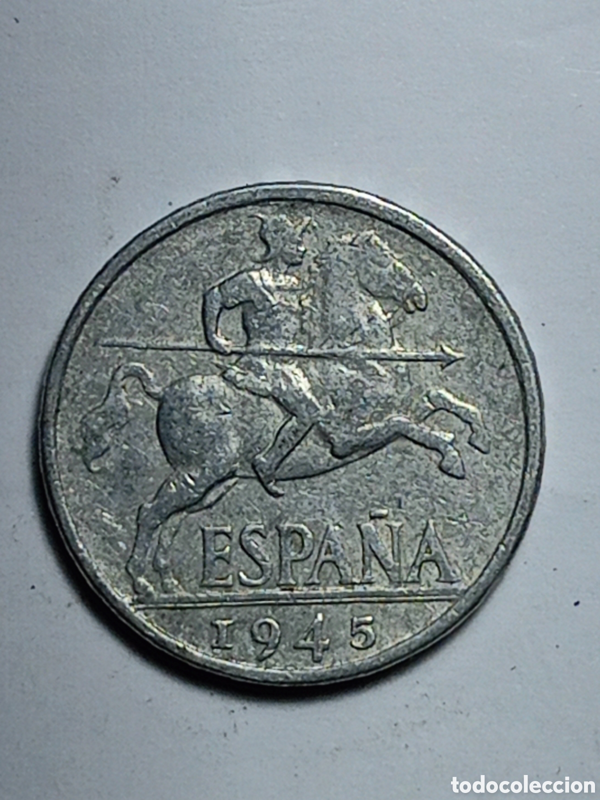 M&uuml;nzen unter Franco: Moneda, Espa&ntilde;a, 10 Centimos, 1945, BC+, Aluminio, KM:766