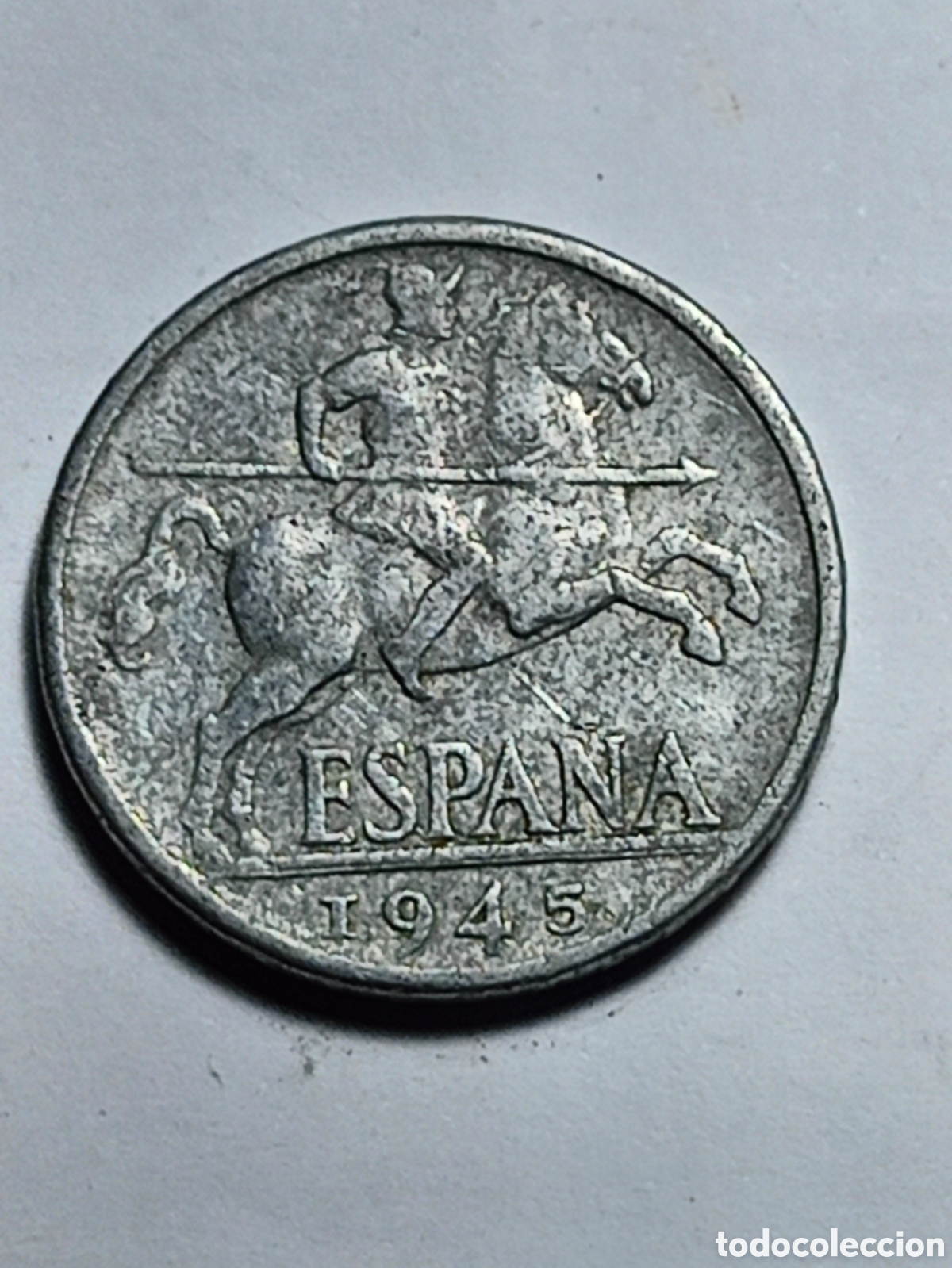 Moedas Franco: Moneda, Espa&ntilde;a, 10 Centimos, 1945, BC+, Aluminio, KM:766