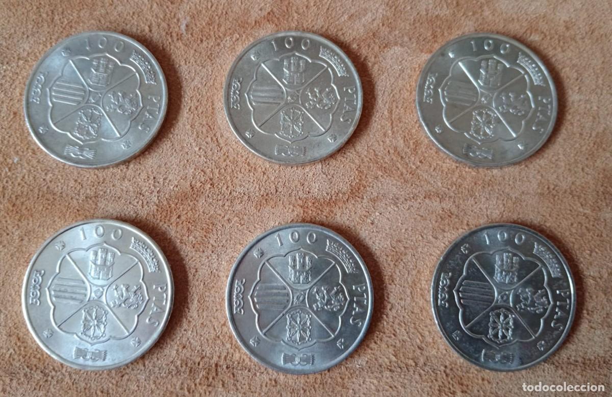 Monedas Franco: 6 monedas de 100 Pesetas de 1966 acu&ntilde;adas en plata de ley 800 mil&eacute;simas