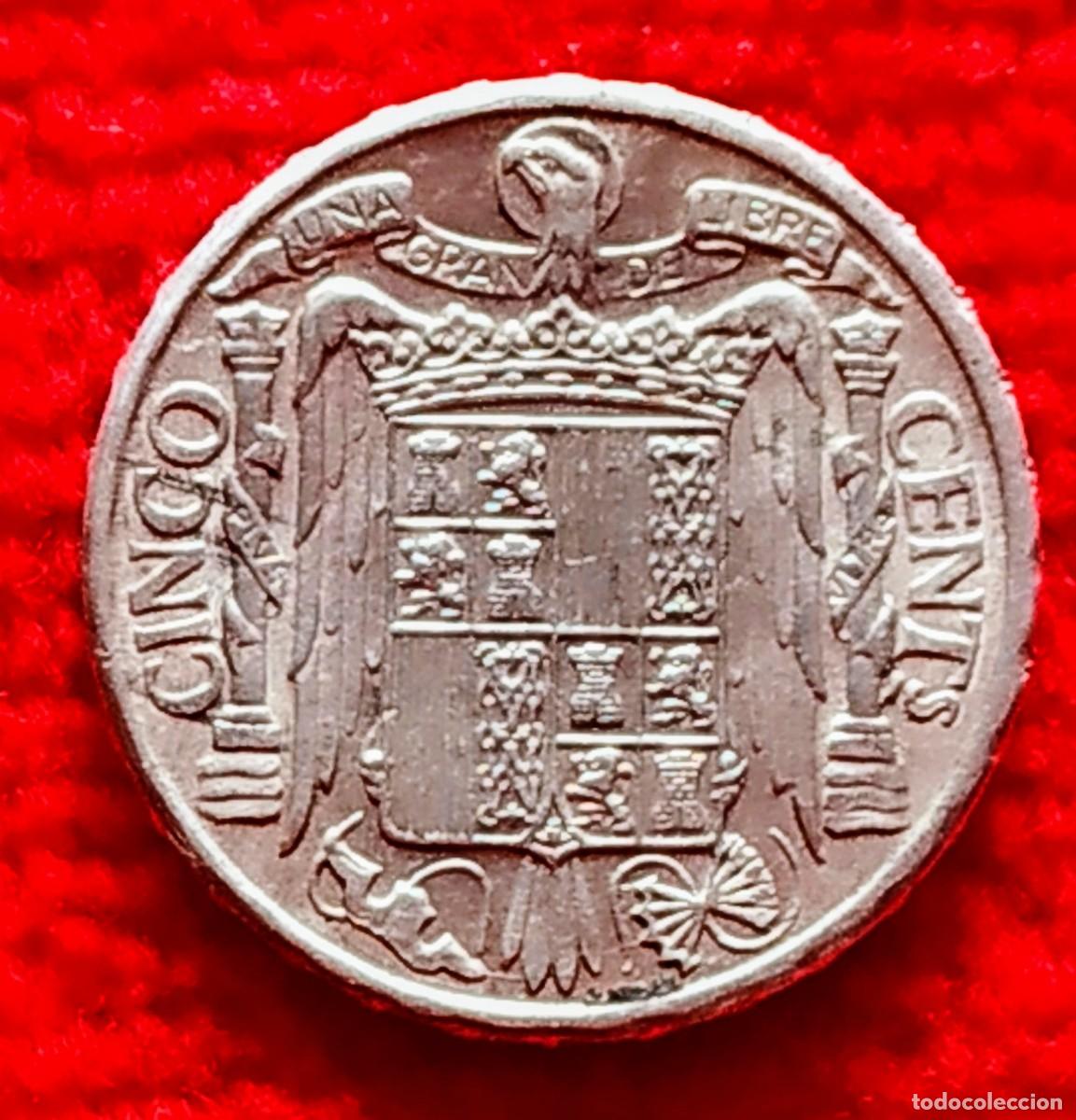 Monedas Franco: Espa&ntilde;a. 5 C&eacute;ntimos 1941 - Foto 2