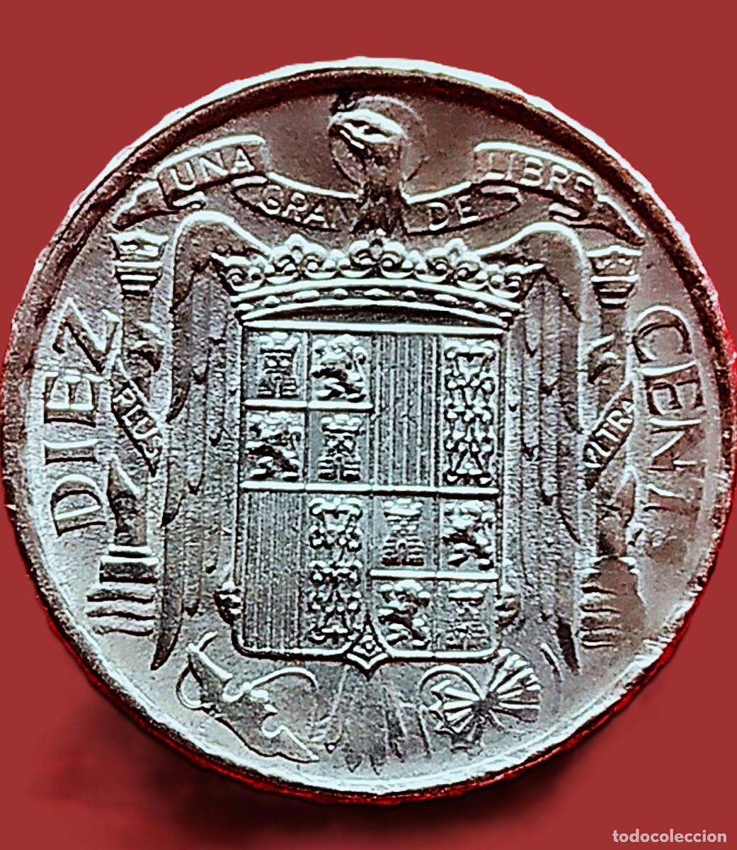Monedas Franco: Espa&ntilde;a. 10 C&eacute;ntimos 1945. Sin Circular. - Foto 2