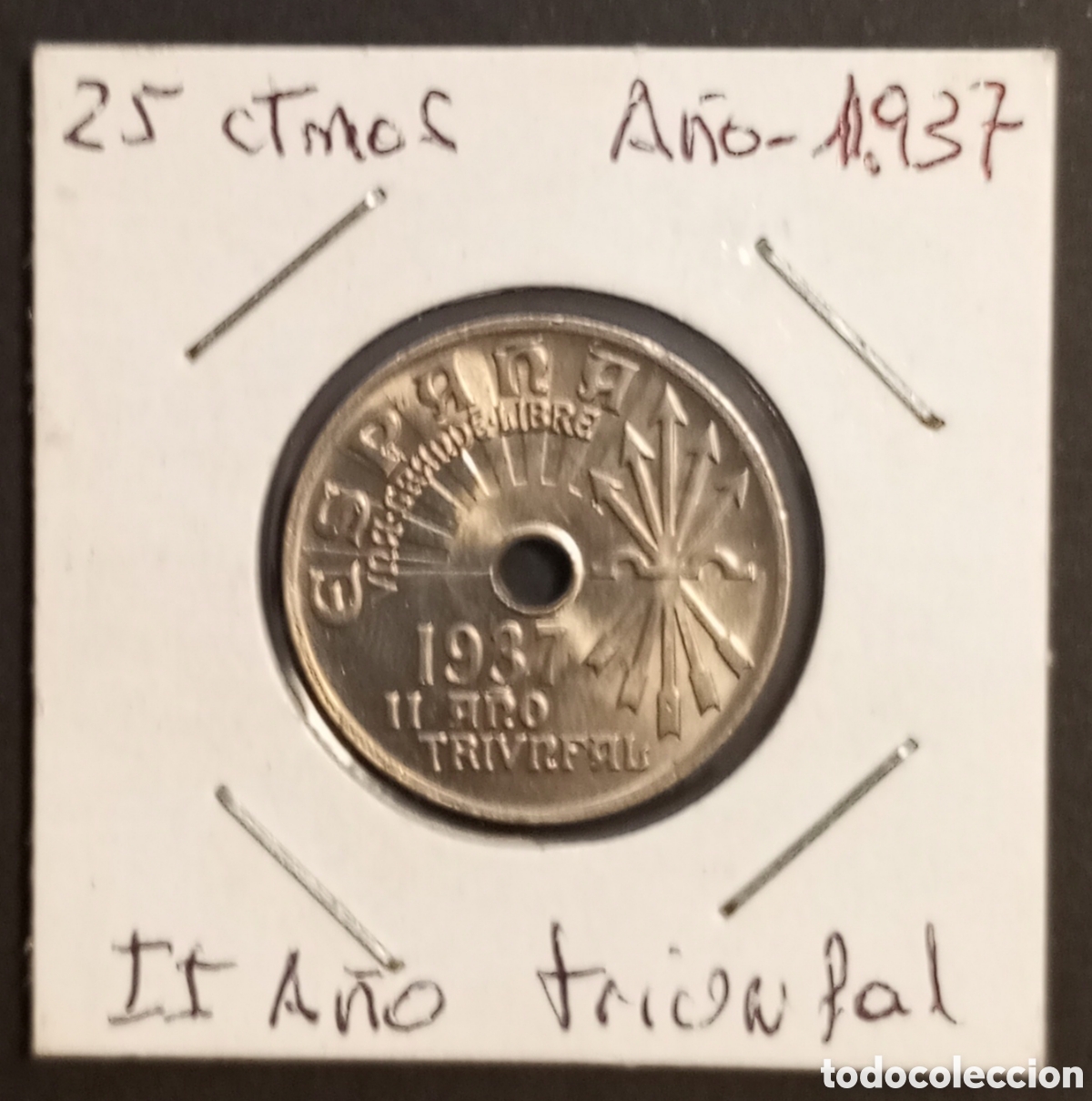 Monedas Franco: Moneda A&ntilde;o Triunfal 1937 Republica Espa&ntilde;ola
