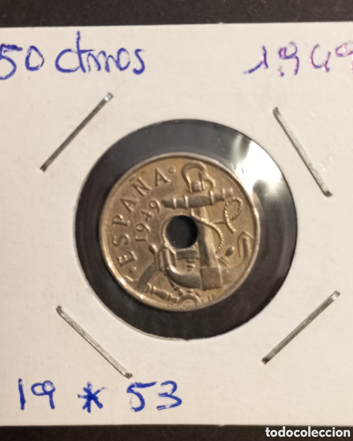 Monedas Franco: Moneda de 50 c&eacute;ntimos 1949 espa&ntilde;a - Foto 1