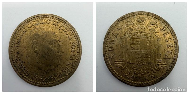 Monedas Franco: MONEDA. ESPA&Ntilde;A. FRANCISCO FRANCO. 1 PESETA. 1947. ESTRELLAS LEGIBLES *19-54*. S/C. VER