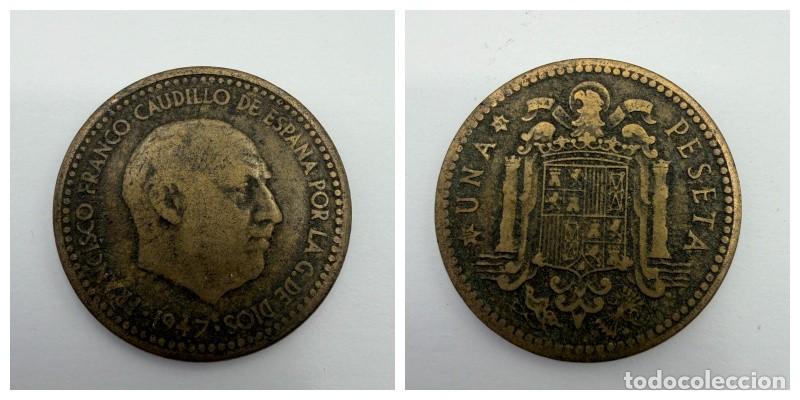 Monedas Franco: MONEDA. ESPA&Ntilde;A. FRANCISCO FRANCO. 1 PESETA. 1947. ESTRELLAS LEGIBLES *19-52*. VER