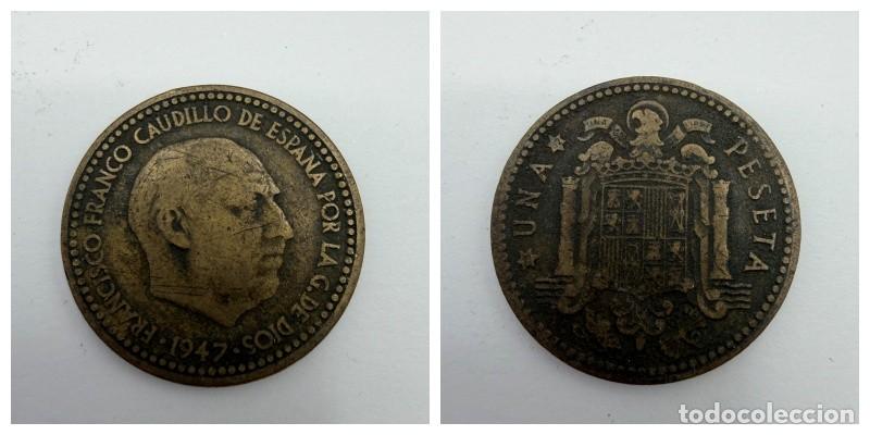 Monedas Franco: MONEDA. ESPA&Ntilde;A. FRANCISCO FRANCO. 1 PESETA. 1947. ESTRELLAS LEGIBLES *19-52*. VER