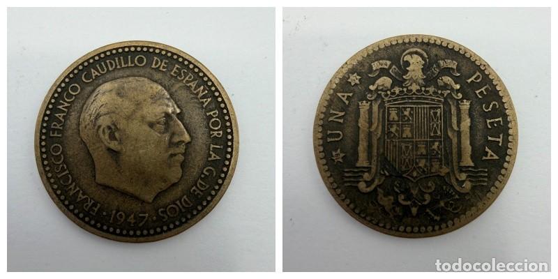 Monedas Franco: MONEDA. ESPA&Ntilde;A. FRANCISCO FRANCO. 1 PESETA. 1947. ESTRELLAS LEGIBLES *19-52*. VER