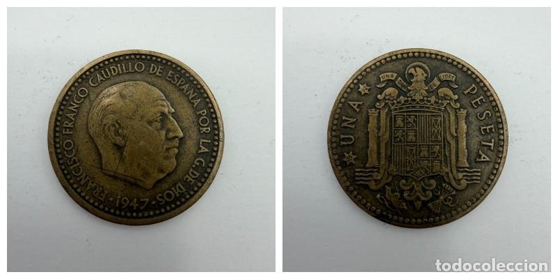Monedas Franco: MONEDA. ESPA&Ntilde;A. FRANCISCO FRANCO. 1 PESETA. 1947. ESTRELLAS LEGIBLES *19-52*. VER