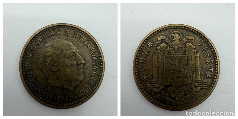 Monedas Franco: MONEDA. ESPA&Ntilde;A. FRANCISCO FRANCO. 1 PESETA. 1947. ESTRELLAS LEGIBLES *19-52*. VER