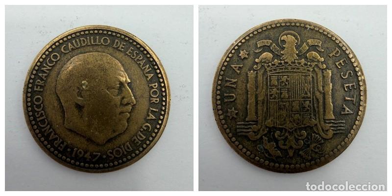 Monedas Franco: MONEDA. ESPA&Ntilde;A. FRANCISCO FRANCO. 1 PESETA. 1947. ESTRELLAS LEGIBLES *19-52*. VER