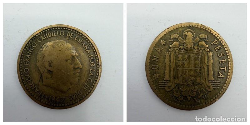 Monedas Franco: MONEDA. ESPA&Ntilde;A. FRANCISCO FRANCO. 1 PESETA. 1947. ESTRELLAS LEGIBLES *19-52*. VER