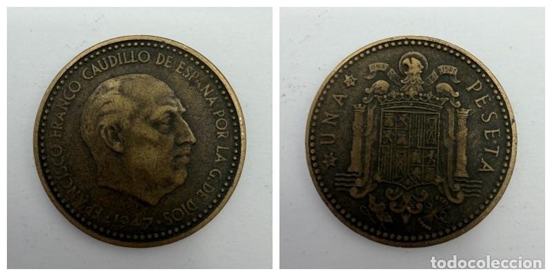 Monedas Franco: MONEDA. ESPA&Ntilde;A. FRANCISCO FRANCO. 1 PESETA. 1947. ESTRELLAS LEGIBLES *19-52*. VER