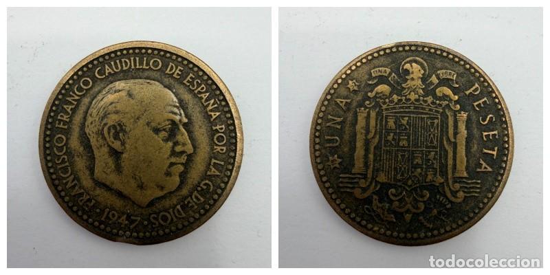 Monedas Franco: MONEDA. ESPA&Ntilde;A. FRANCISCO FRANCO. 1 PESETA. 1947. ESTRELLAS LEGIBLES *19-52*. VER