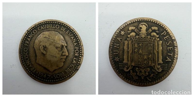 Monedas Franco: MONEDA. ESPA&Ntilde;A. FRANCISCO FRANCO. 1 PESETA. 1947. ESTRELLAS LEGIBLES *19-52*. VER
