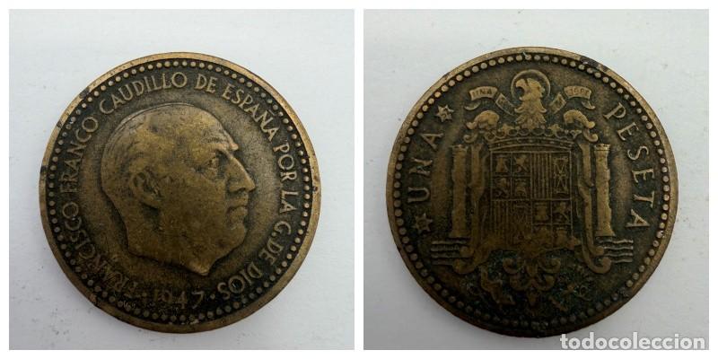 Monedas Franco: MONEDA. ESPA&Ntilde;A. FRANCISCO FRANCO. 1 PESETA. 1947. ESTRELLAS LEGIBLES *19-52*. VER