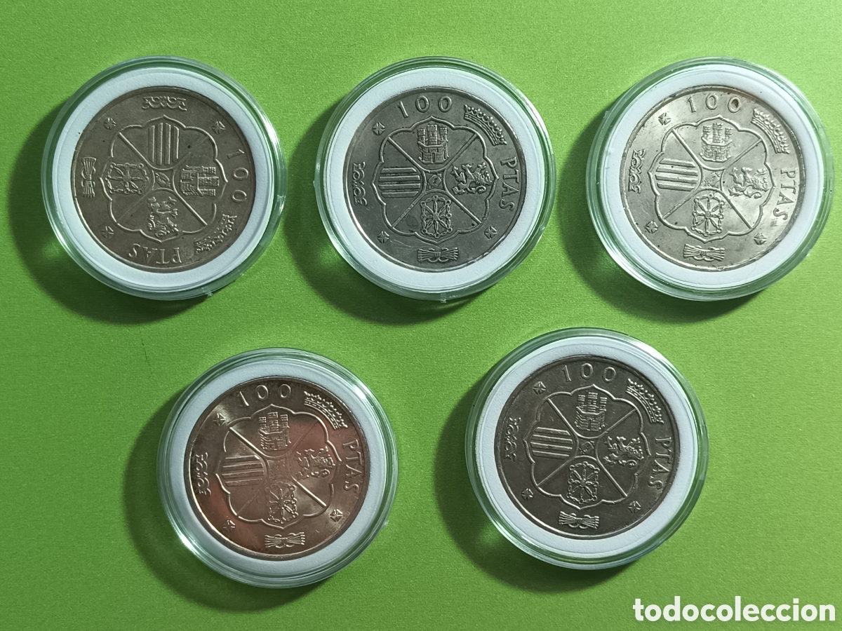 Monedas Franco: 1966, 5 MONEDAS DE CIEN PESETAS EN PLATA DE 800 MIL&Eacute;SIMAS.