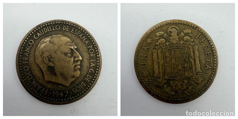 Monedas Franco: MONEDA. ESPA&Ntilde;A. FRANCISCO FRANCO. 1 PESETA. 1947. ESTRELLAS LEGIBLES *19-52*. VER