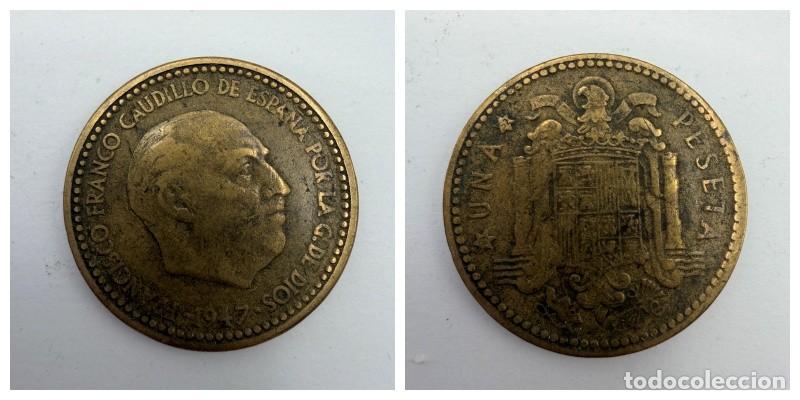 Monedas Franco: MONEDA. ESPA&Ntilde;A. FRANCISCO FRANCO. 1 PESETA. 1947. ESTRELLAS LEGIBLES *19-52*. VER