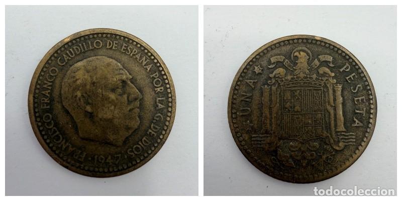 Monedas Franco: MONEDA. ESPA&Ntilde;A. FRANCISCO FRANCO. 1 PESETA. 1947. ESTRELLAS LEGIBLES *19-52*. VER