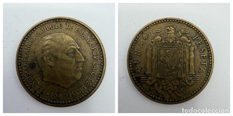 Monedas Franco: MONEDA. ESPA&Ntilde;A. FRANCISCO FRANCO. 1 PESETA. 1947. ESTRELLAS LEGIBLES *19-52*. VER