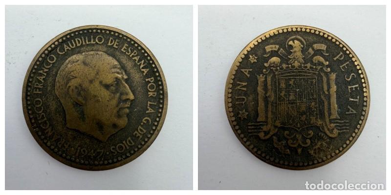 Monedas Franco: MONEDA. ESPA&Ntilde;A. FRANCISCO FRANCO. 1 PESETA. 1947. ESTRELLAS LEGIBLES *19-52*. VER
