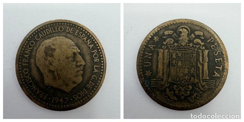 Monedas Franco: MONEDA. ESPA&Ntilde;A. FRANCISCO FRANCO. 1 PESETA. 1947. ESTRELLAS LEGIBLES *19-52*. VER