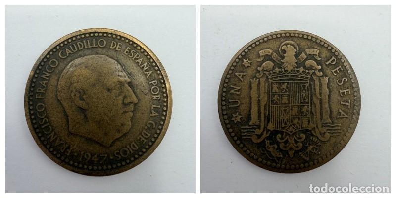 Monedas Franco: MONEDA. ESPA&Ntilde;A. FRANCISCO FRANCO. 1 PESETA. 1947. ESTRELLAS LEGIBLES *19-52*. VER