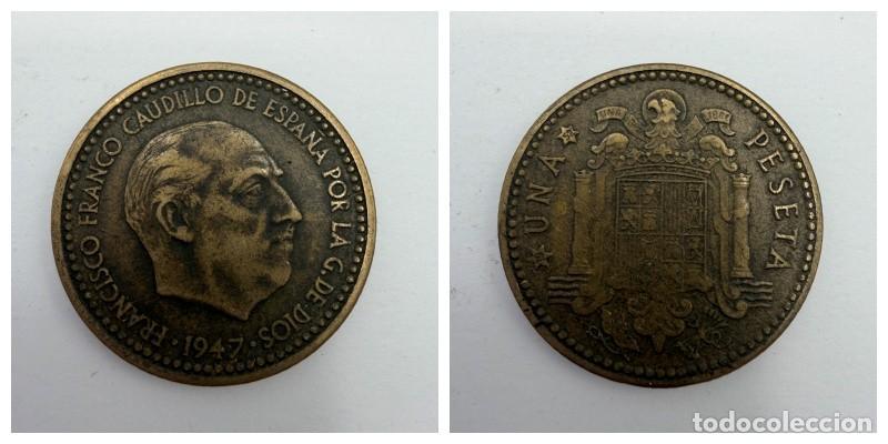 Monedas Franco: MONEDA. ESPA&Ntilde;A. FRANCISCO FRANCO. 1 PESETA. 1947. ESTRELLAS LEGIBLES *19-52*. VER