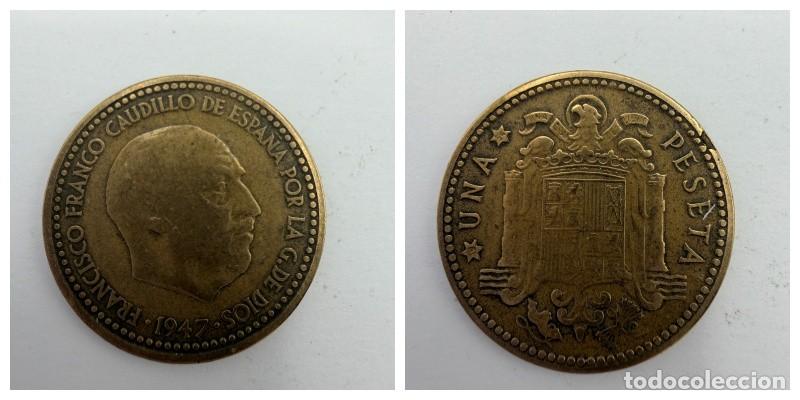 Monedas Franco: MONEDA. ESPA&Ntilde;A. FRANCISCO FRANCO. 1 PESETA. 1947. ESTRELLAS LEGIBLES *19-52*. VER