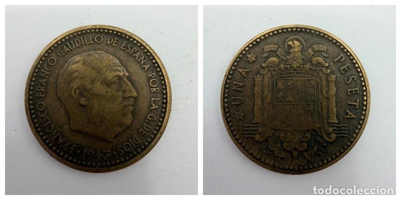Monedas Franco: MONEDA. ESPA&Ntilde;A. FRANCISCO FRANCO. 1 PESETA. 1947. ESTRELLAS LEGIBLES *19-52*. VER