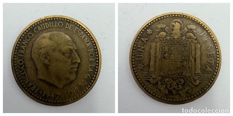 Monedas Franco: MONEDA. ESPA&Ntilde;A. FRANCISCO FRANCO. 1 PESETA. 1947. ESTRELLAS LEGIBLES *19-52*. VER