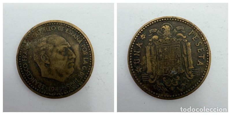 Monedas Franco: MONEDA. ESPA&Ntilde;A. FRANCISCO FRANCO. 1 PESETA. 1947. ESTRELLAS LEGIBLES *19-52*. VER
