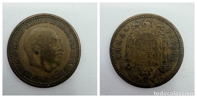 Monedas Franco: MONEDA. ESPA&Ntilde;A. FRANCISCO FRANCO. 1 PESETA. 1947. ESTRELLAS LEGIBLES *19-52*. VER