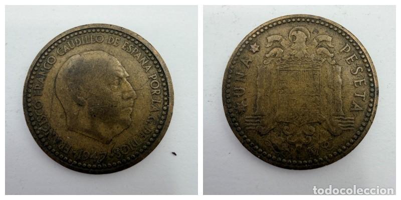 Monedas Franco: MONEDA. ESPA&Ntilde;A. FRANCISCO FRANCO. 1 PESETA. 1947. ESTRELLAS LEGIBLES *19-52*. VER