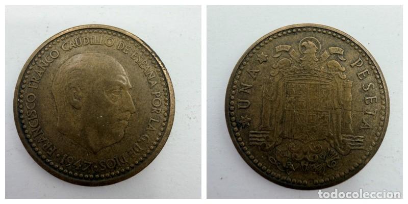 Monedas Franco: MONEDA. ESPA&Ntilde;A. FRANCISCO FRANCO. 1 PESETA. 1947. ESTRELLAS LEGIBLES *19-52*. VER