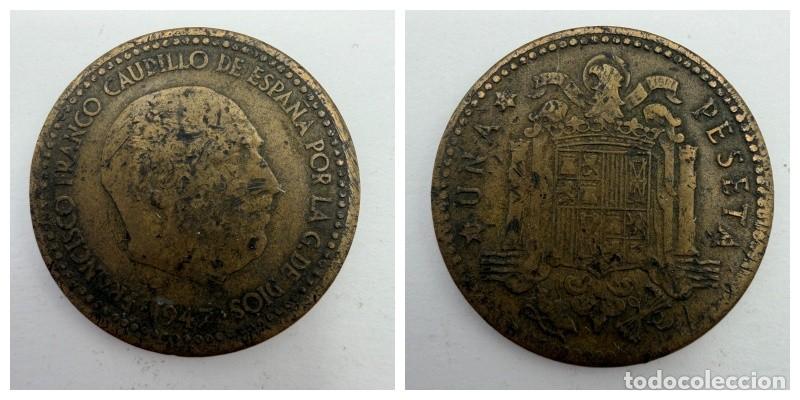 Monedas Franco: MONEDA. ESPA&Ntilde;A. FRANCISCO FRANCO. 1 PESETA. 1947. ESTRELLAS LEGIBLES *19-52*. VER