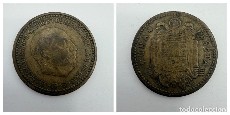 Monedas Franco: MONEDA. ESPA&Ntilde;A. FRANCISCO FRANCO. 1 PESETA. 1947. ESTRELLAS LEGIBLES *19-52*. VER