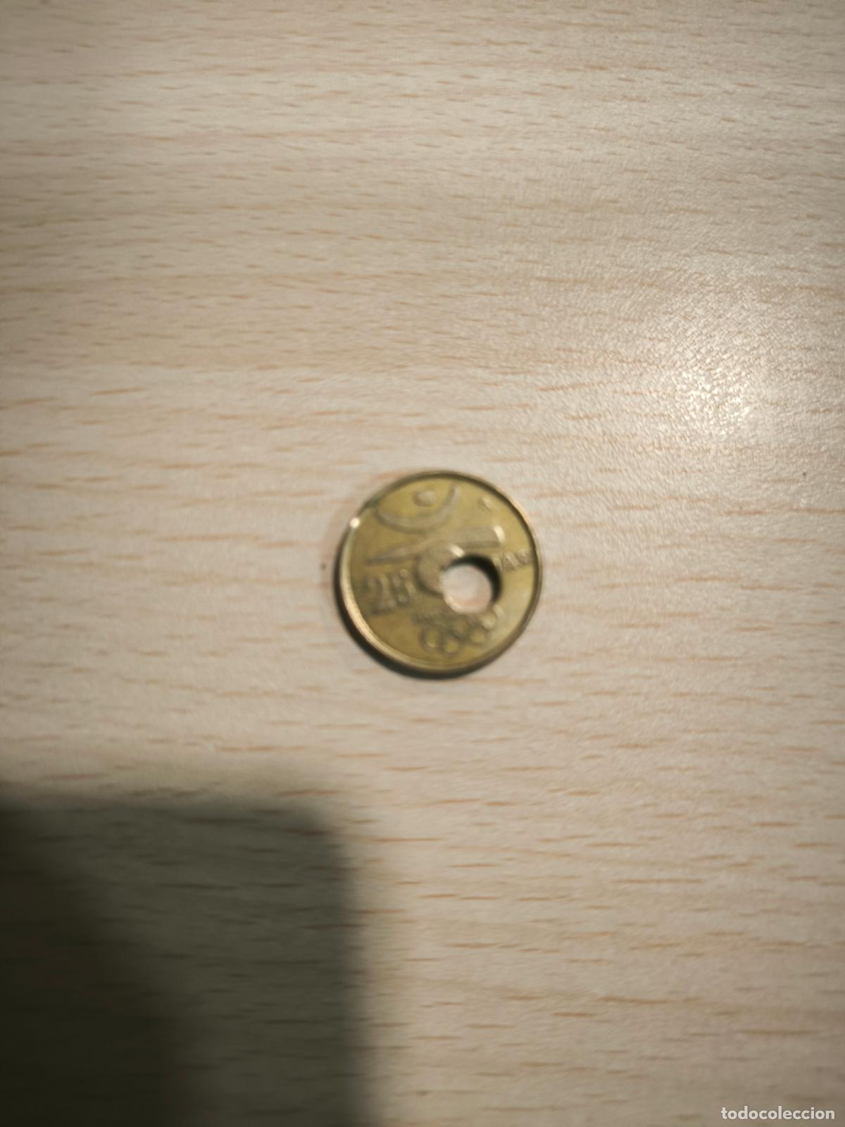 Monedas Franco: moneda de 25 pts con fallo 1991 agujero desplazado