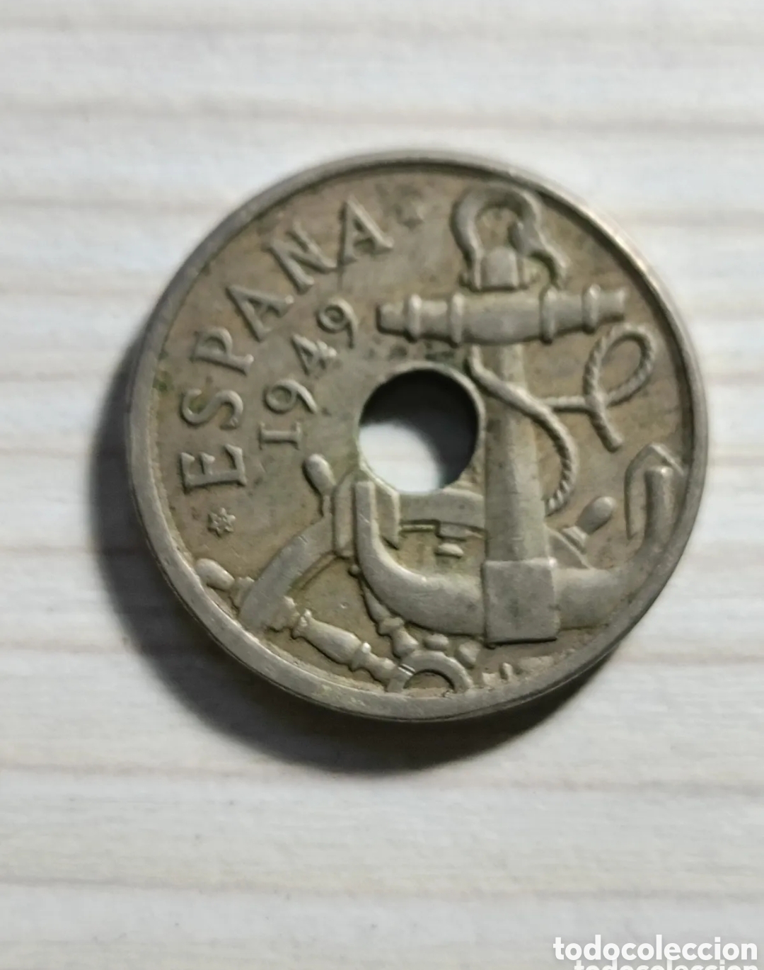 Monedas Franco: Moneda 50 C&eacute;ntimos Espa&ntilde;a A&ntilde;o 1949 Ancla Franquismo