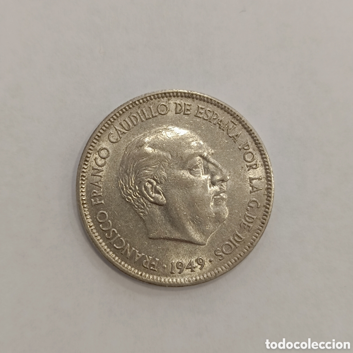 Monedas Franco: Moneda de 5 pesetas circulada - Foto 2