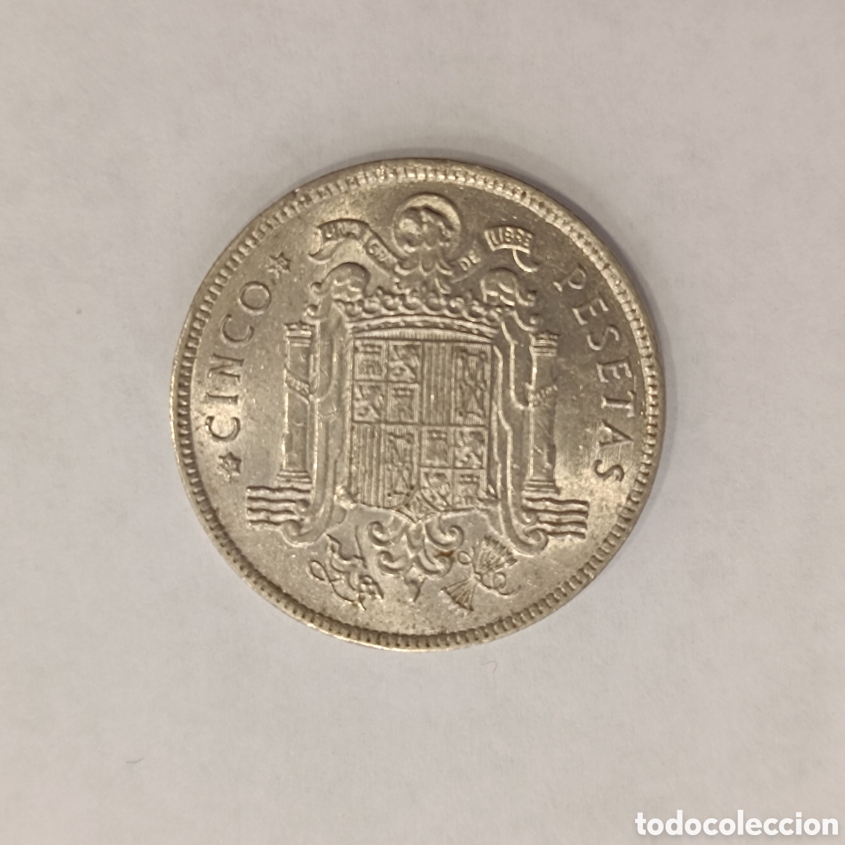 Monedas Franco: Moneda de 5 pesetas circulada - Foto 1