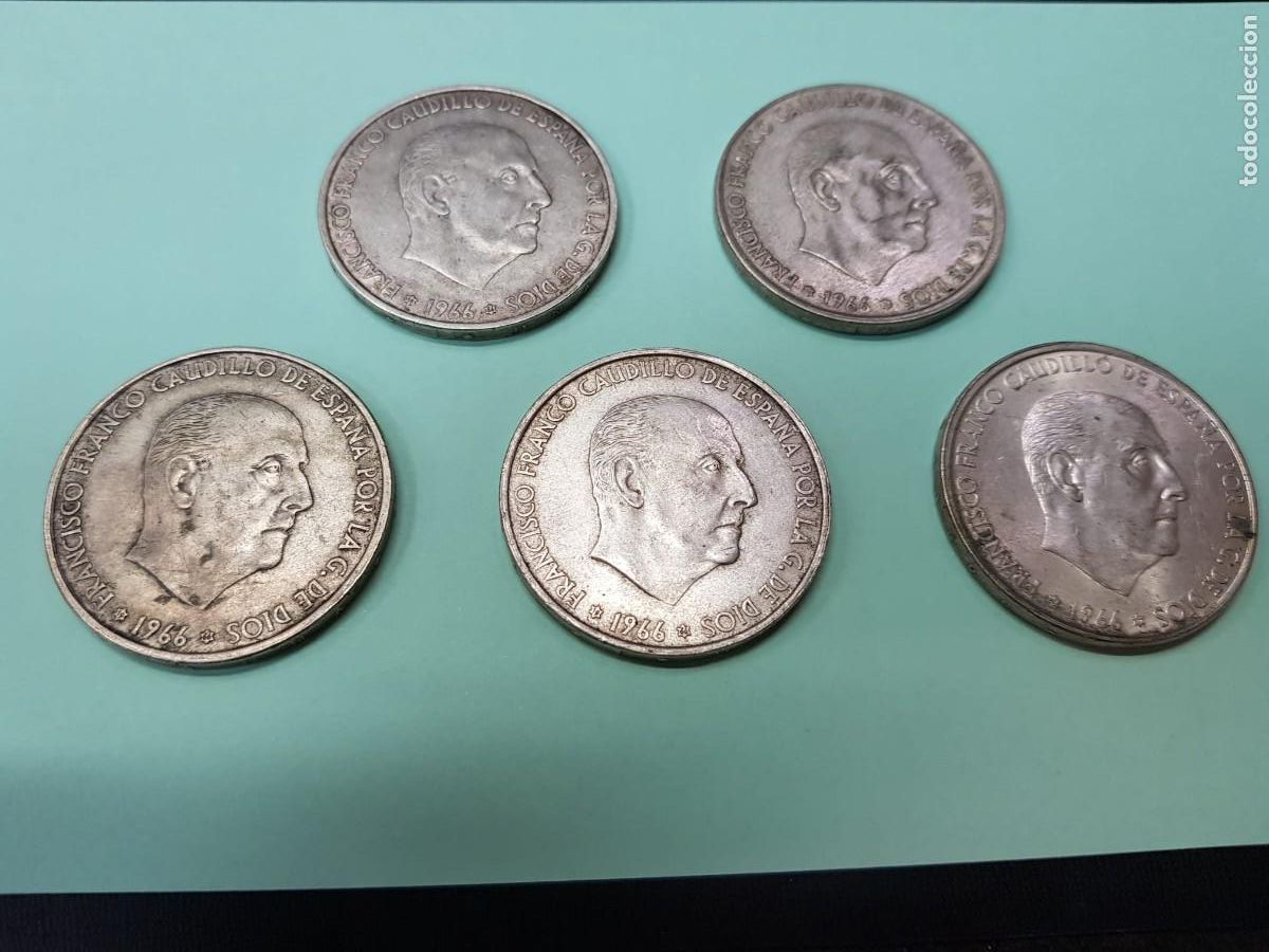 Monedas Franco: ESTADO ESPA&Ntilde;OL-LOTE DE 5 MONEDAS DE 100 PESETAS-1966-ESTRELLAS 66 Y 70